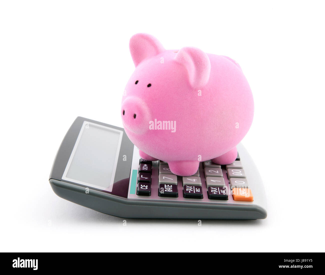 Banca, istituto di credito, economico, isolato, calcolatrice, salvare, budget, giocattolo, Foto Stock