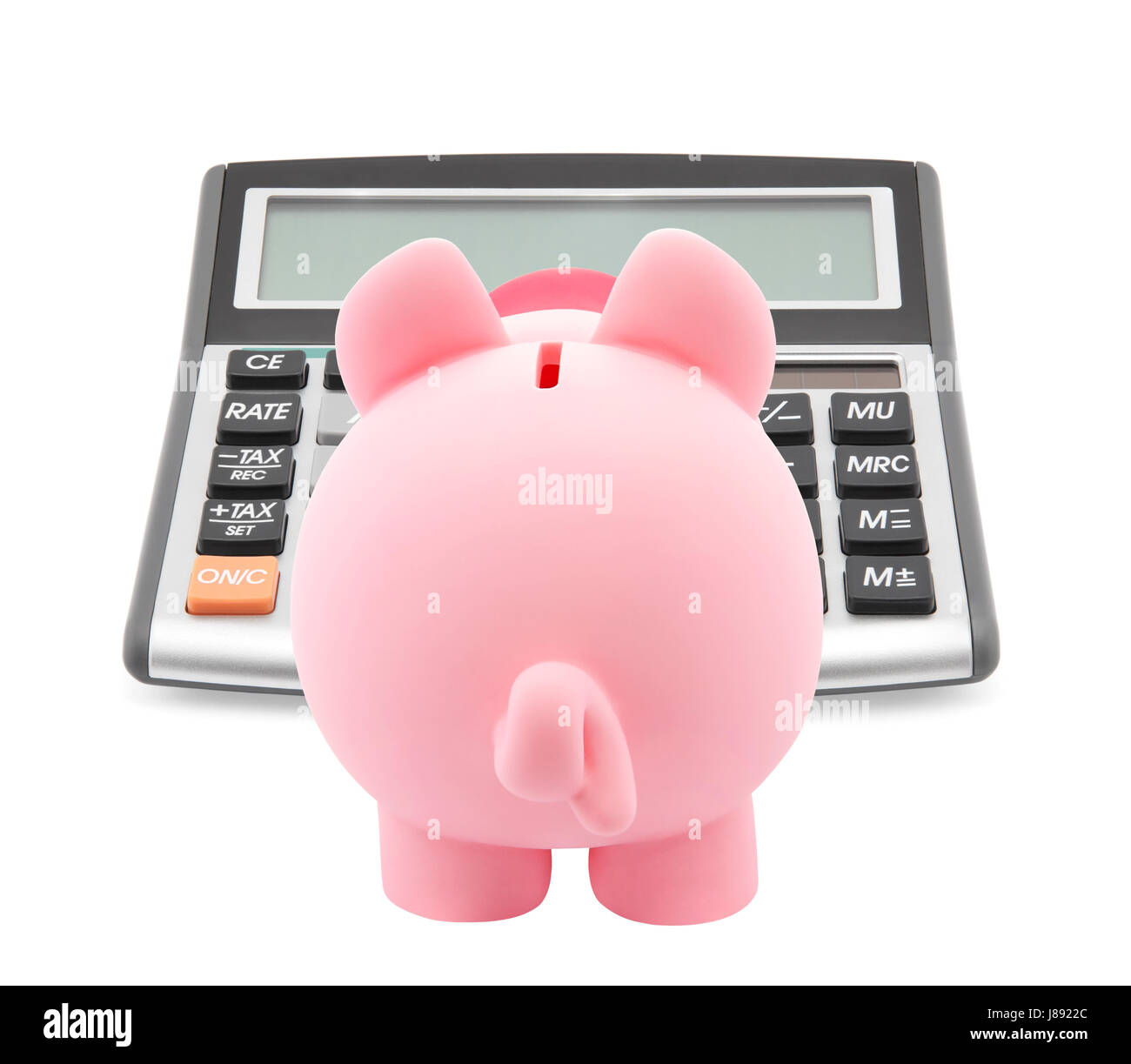 Banca, istituto di credito, economico, isolato, calcolatrice, animale, salva, Foto Stock