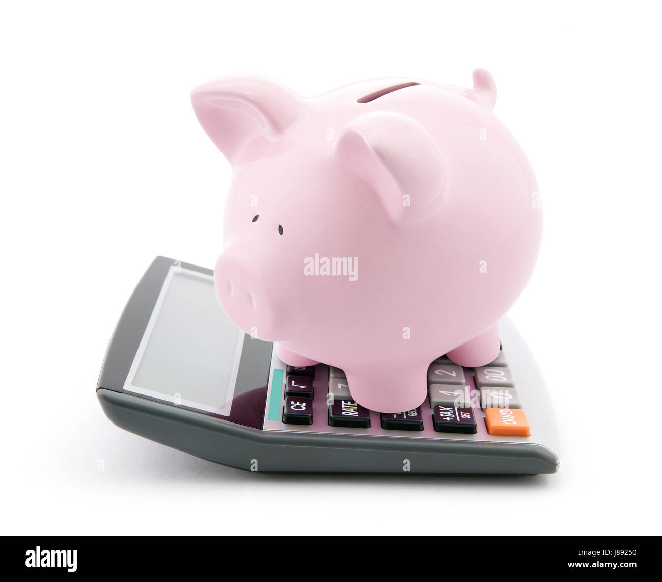 Banca, istituto di credito, economico, isolato, calcolatrice, salvare, budget, giocattolo, Foto Stock