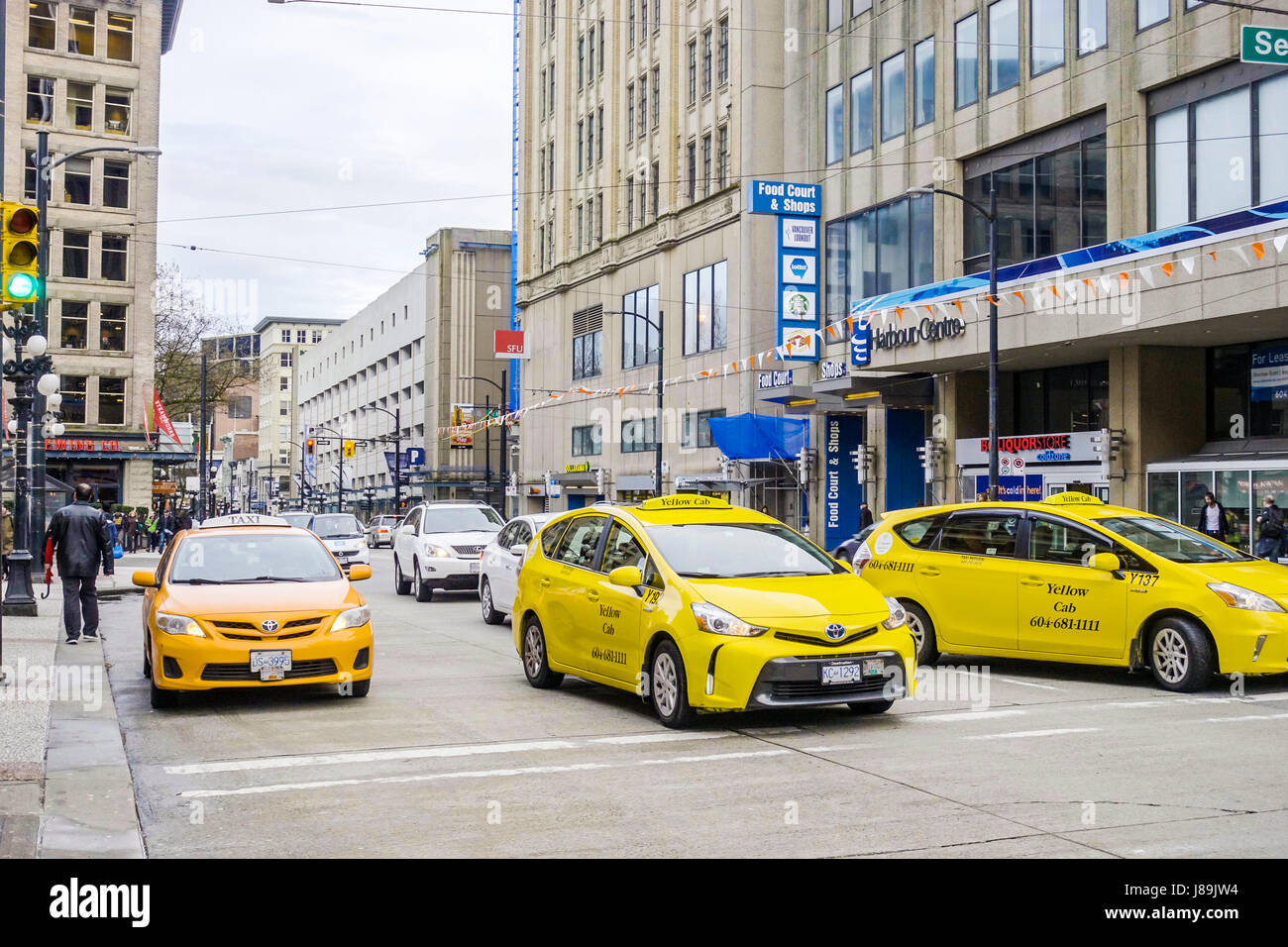 Taxi nella città di Vancouver - Vancouver - Canada - Aprile 12, 2017 Foto Stock