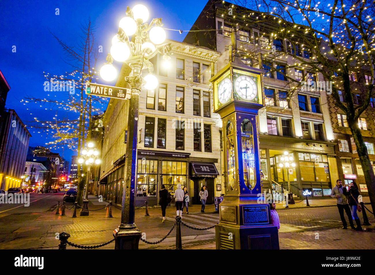 Famoso orologio a vapore in Vancouver di notte - Vancouver - Canada - Aprile 12, 2017 Foto Stock