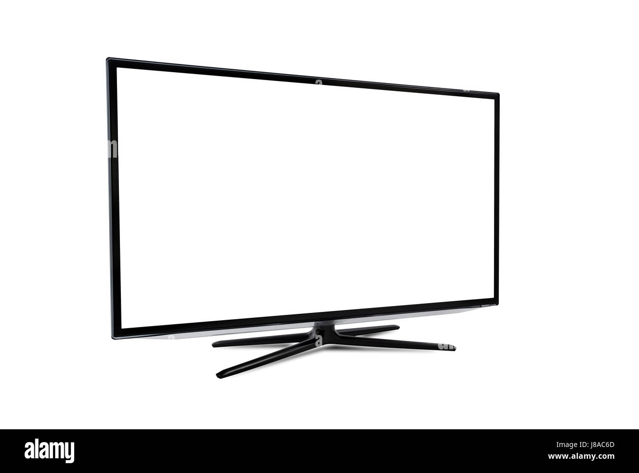 Smart TV con schermo vuoto isolato su sfondo bianco Foto Stock