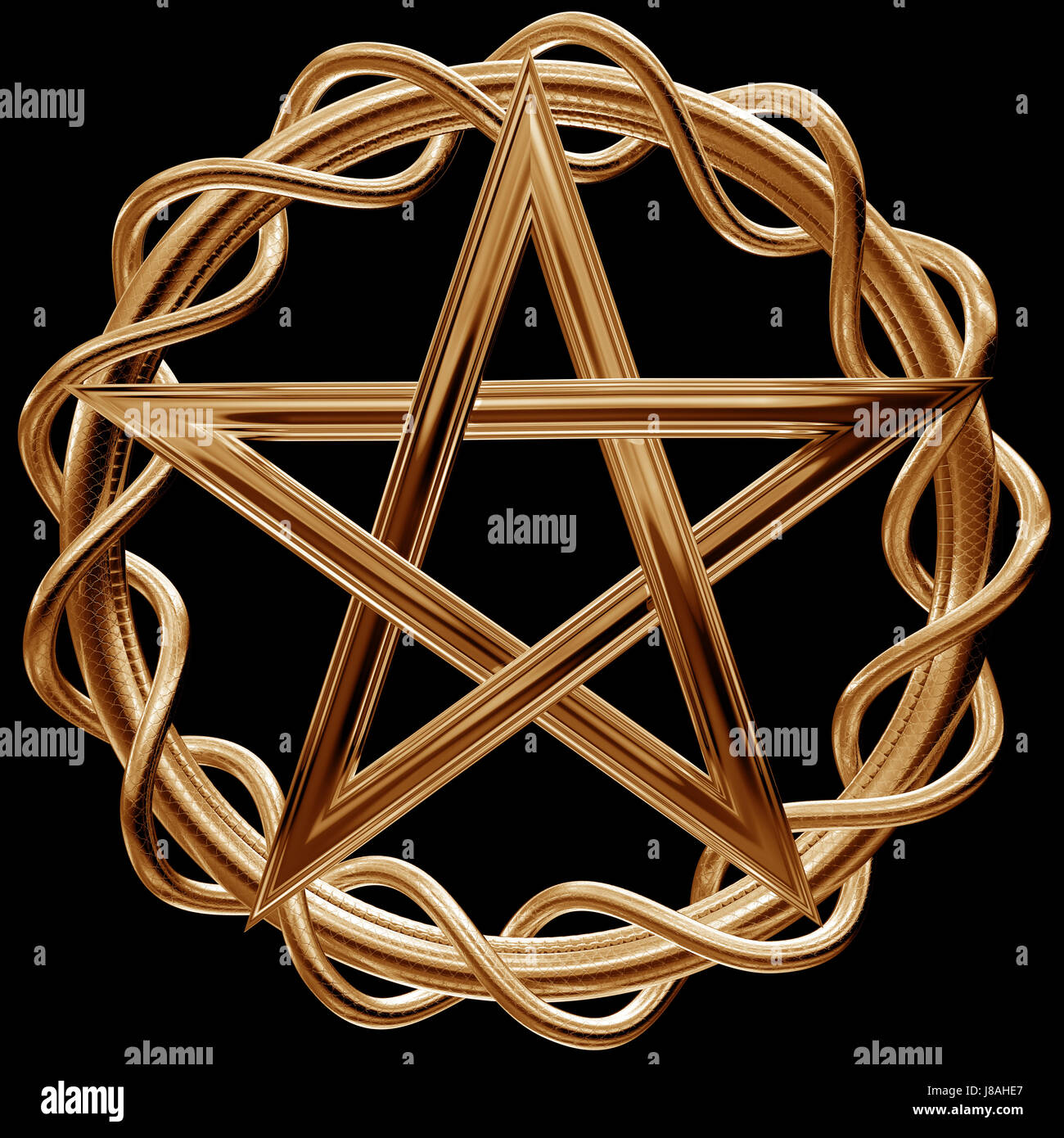 Golden, cult, ornati, magia, pentacle, pentagramma, gotico, oro, Golden, Foto Stock