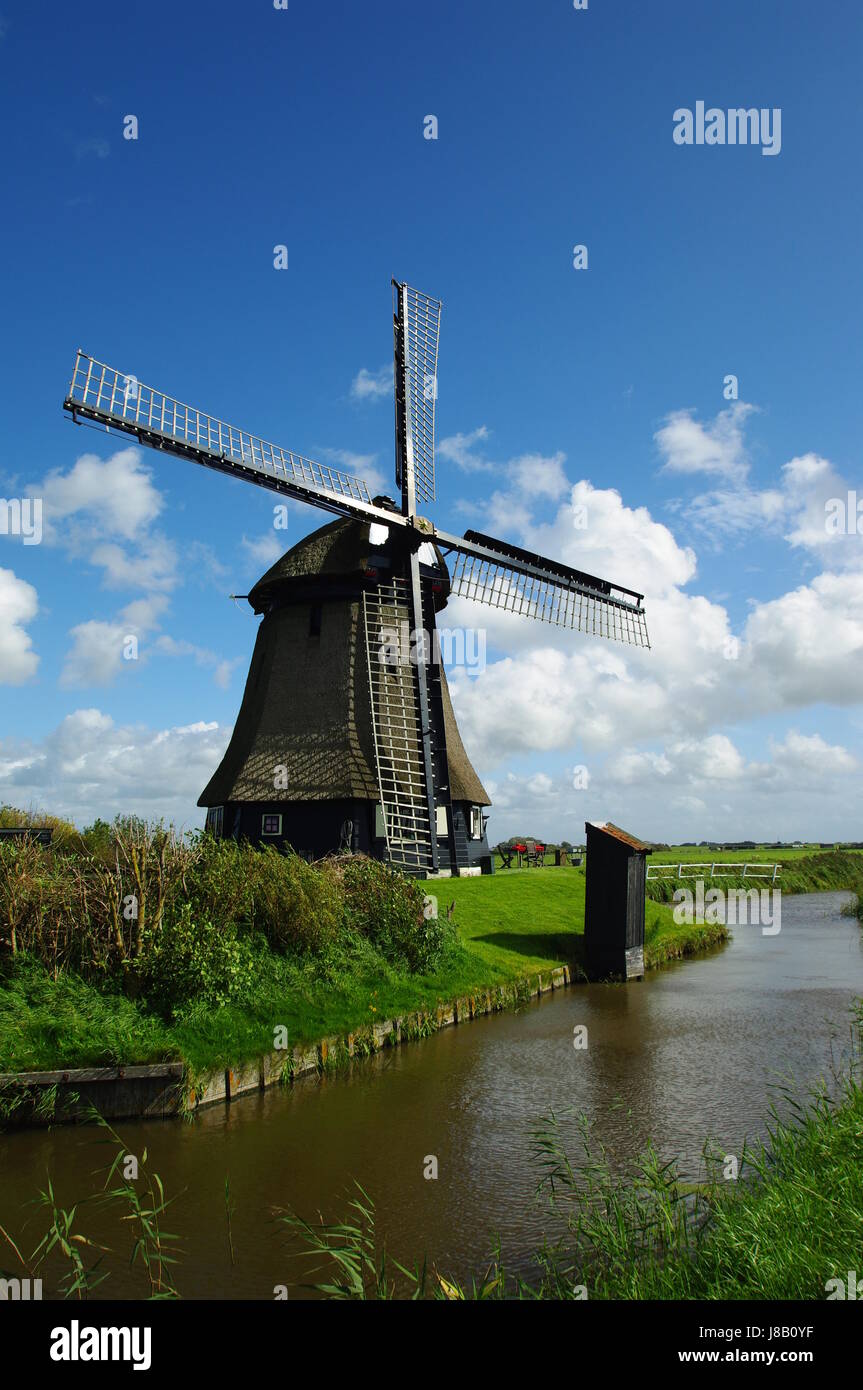 Mulino a vento olandese in groet,North Holland Foto Stock
