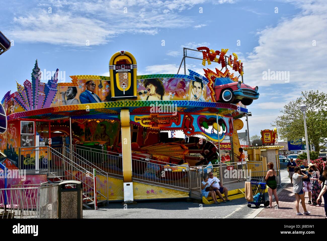Ocean City boardwalk Amusement Park rides Foto Stock