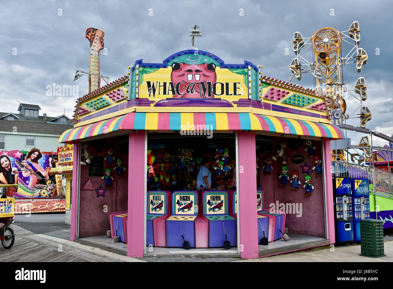 Whac una mole di gioco arcade a Ocean City boardwalk Foto Stock