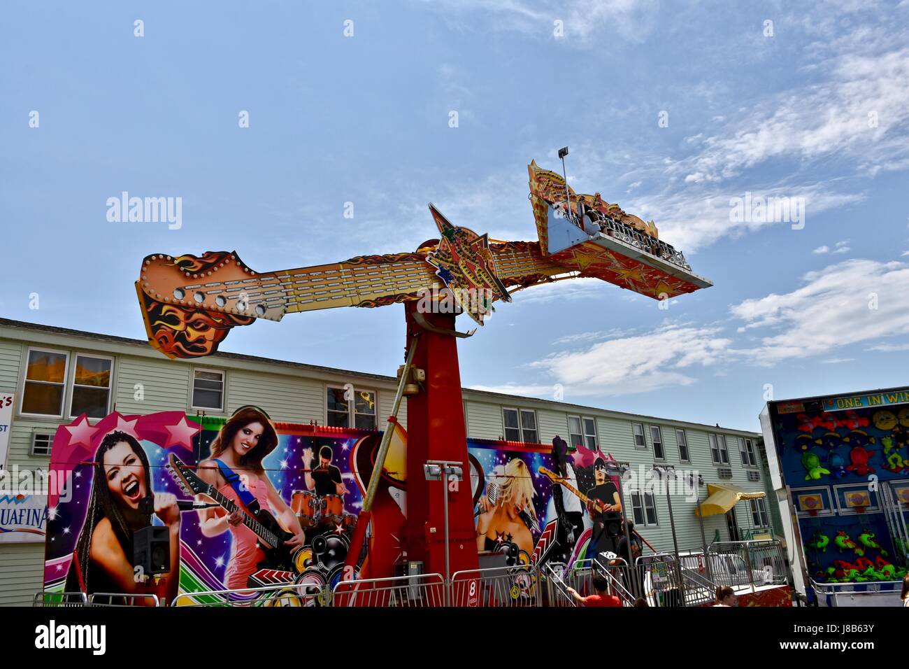 Ocean City boardwalk Amusement Park rides Foto Stock