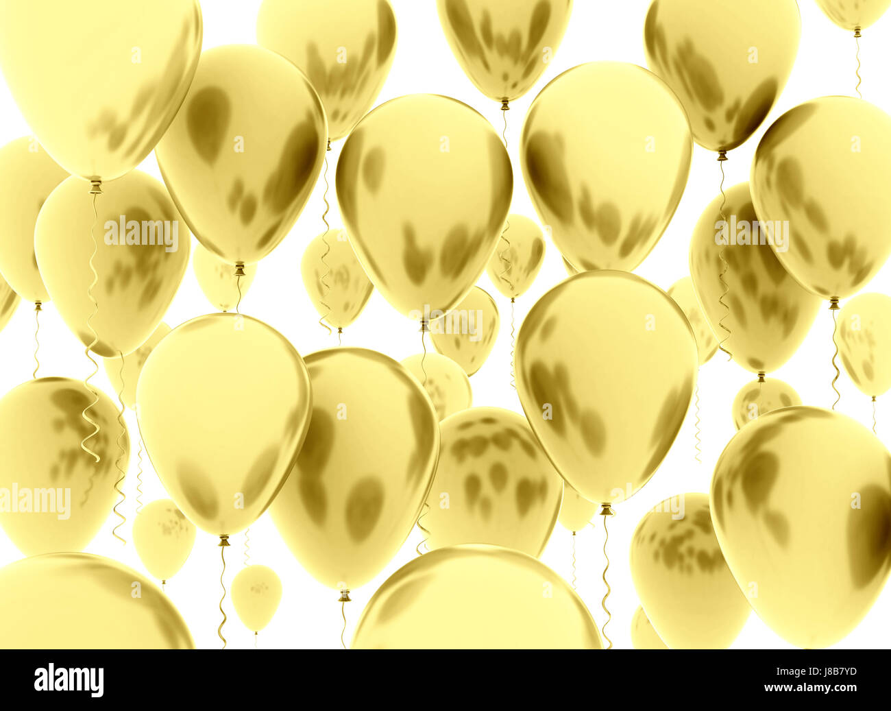 Palloncini oro isolato su bianco Foto stock - Alamy