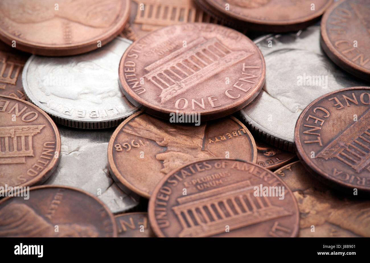 American, Coin, monete, cento centesimi, denaro, banca, istituto di credito, dollaro, Foto Stock