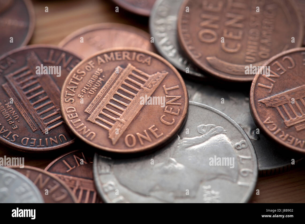 American, Coin, monete, cento centesimi, denaro, banca, istituto di credito, dollaro, Foto Stock