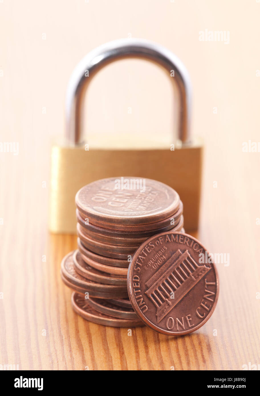 Serratura, banca, istituto di credito, dollaro, dollari, macro close-up, macro Foto Stock