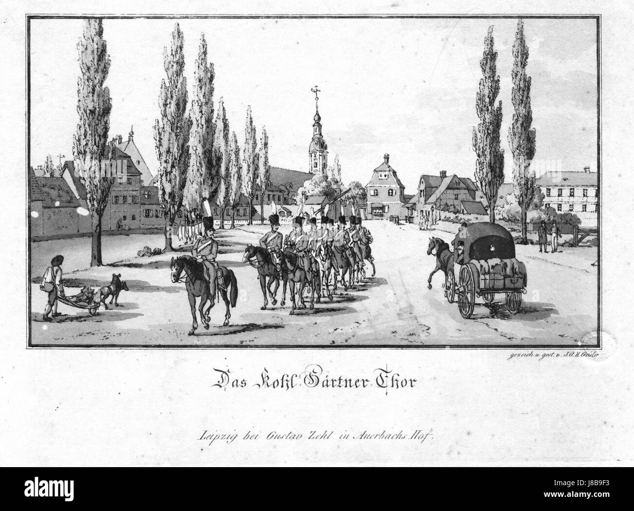 Leipzig Kohlgaertnertor, situato a Lipsia, in Germania, è una porta storica che un tempo serviva come parte delle fortificazioni della città. È ora un importante punto di riferimento architettonico della città. Foto Stock
