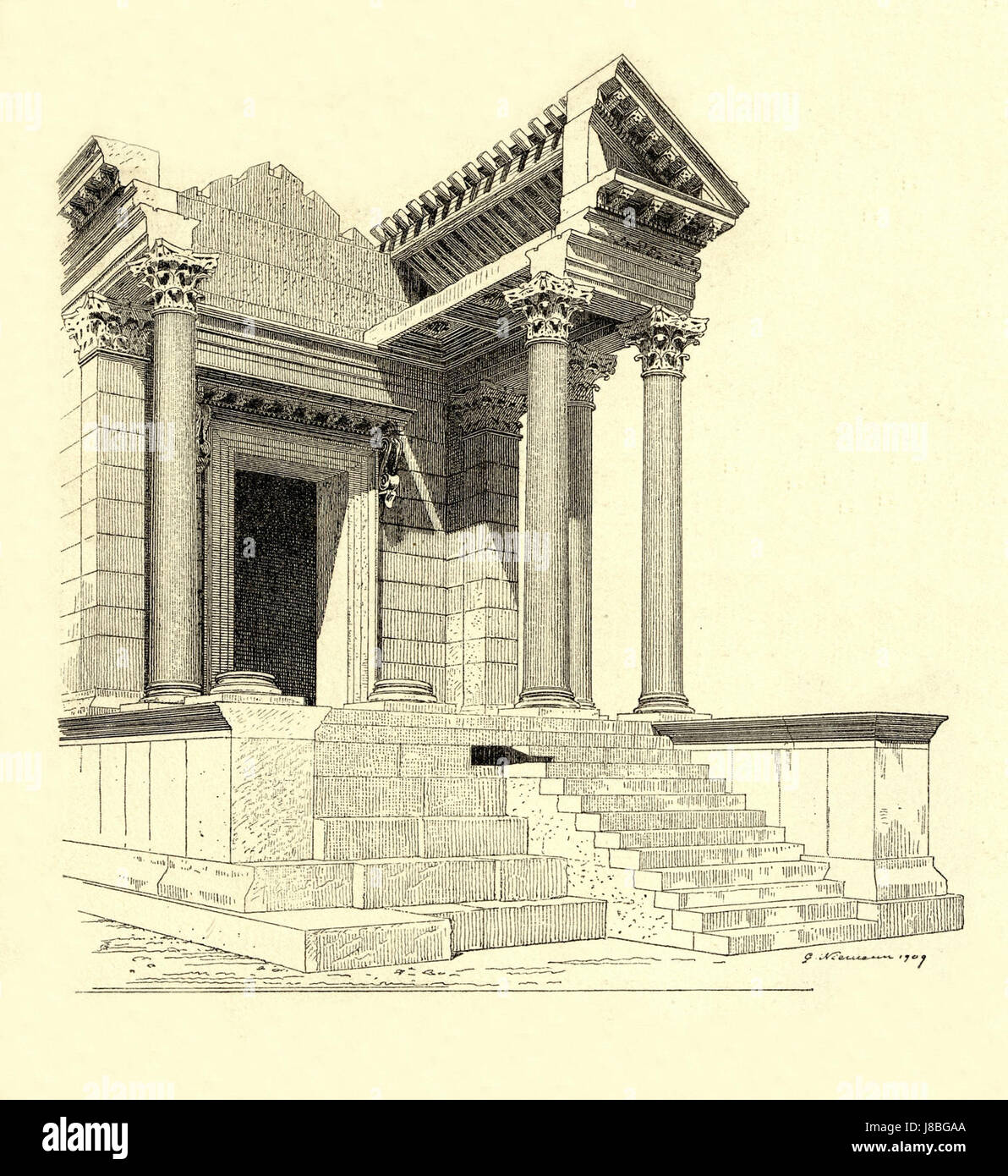 Fig 108 Tempel Vorhalle Stand 1907 Foto Stock