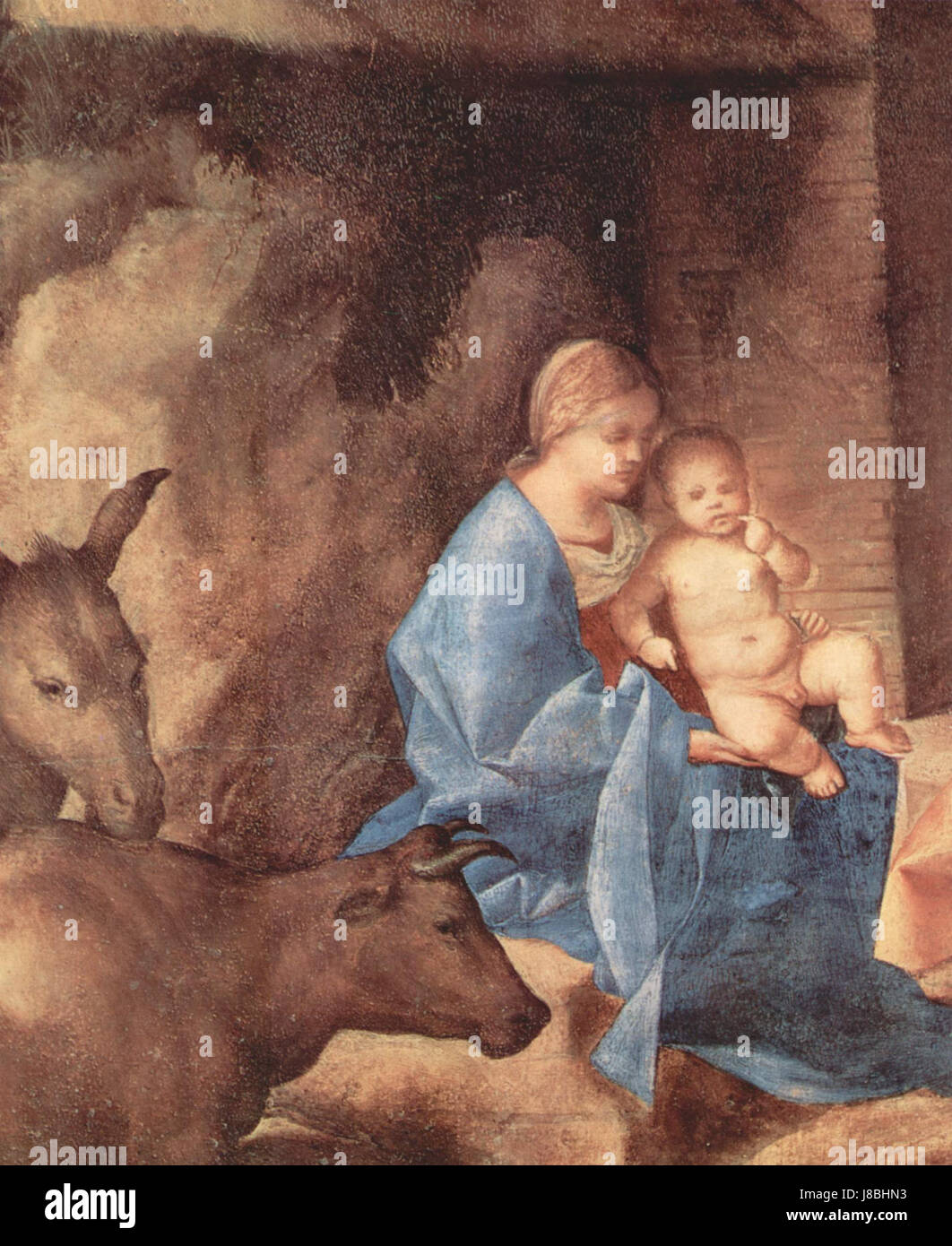 Giorgione è stato un pittore rinascimentale italiano noto per i suoi paesaggi e ritratti enigmatici e poetici. Il suo lavoro influenzò la scuola veneziana di pittura, in particolare attraverso l'uso della luce e dell'atmosfera. Foto Stock