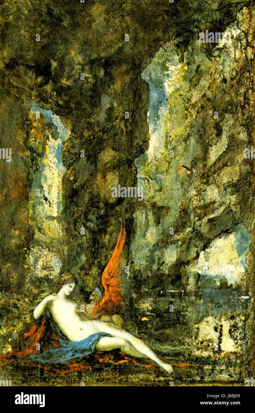 *A Esfinge Vencedora* di Gustave Moreau (la Sfinge vittoriosa) è un dipinto dell'artista simbolista francese Gustave Moreau. L'opera raffigura una sfinge mitica ed è nota per il suo intricato simbolismo, catturando temi di mistero e potere. Foto Stock
