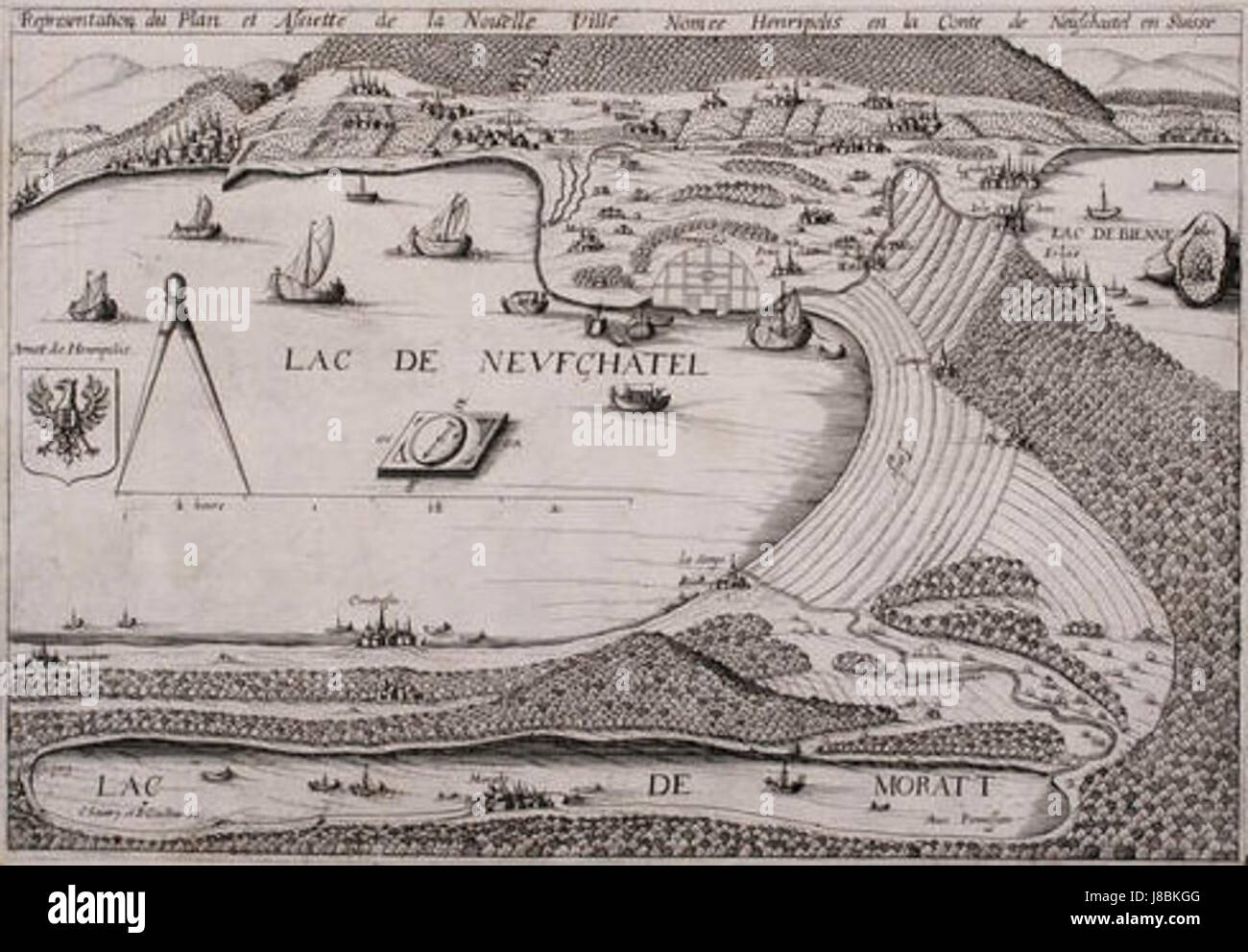 Henripolis SEE, noto anche come lago Henripolis, è stato raffigurato in una mappa storica del 1626. È associata alla città di Henripolis, fornendo informazioni sulla topografia e sulle caratteristiche acquatiche di regionÂ durante il primo periodo moderno. Foto Stock