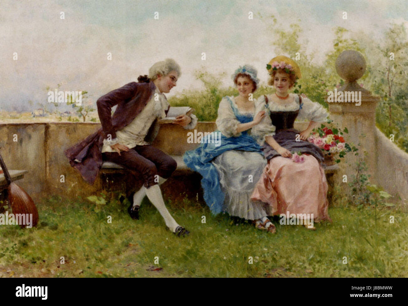 Il poema di Federico Andreottiâ è un dipinto del XIX secolo che cattura l'essenza romantica della poesia attraverso una rappresentazione allegorica di una figura femminile, simboleggiando la musa della poesia. Foto Stock