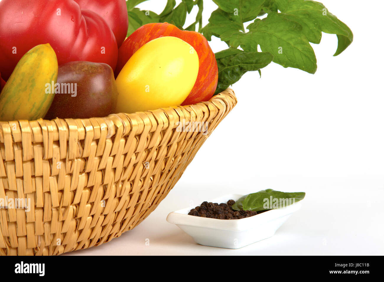 Cibo, aliment, eco, basket, ortaggi, pomodori, i pomodori, il raccolto, sano, Foto Stock