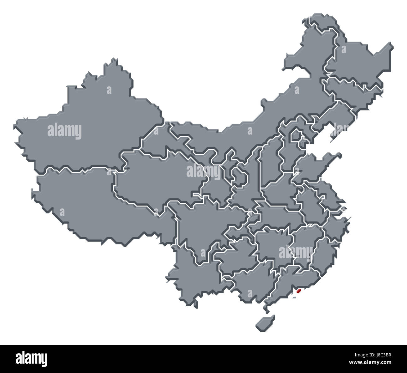 Cina, mappa, Atlas, mappa del mondo, profilo simbolico, politico, colore, Foto Stock