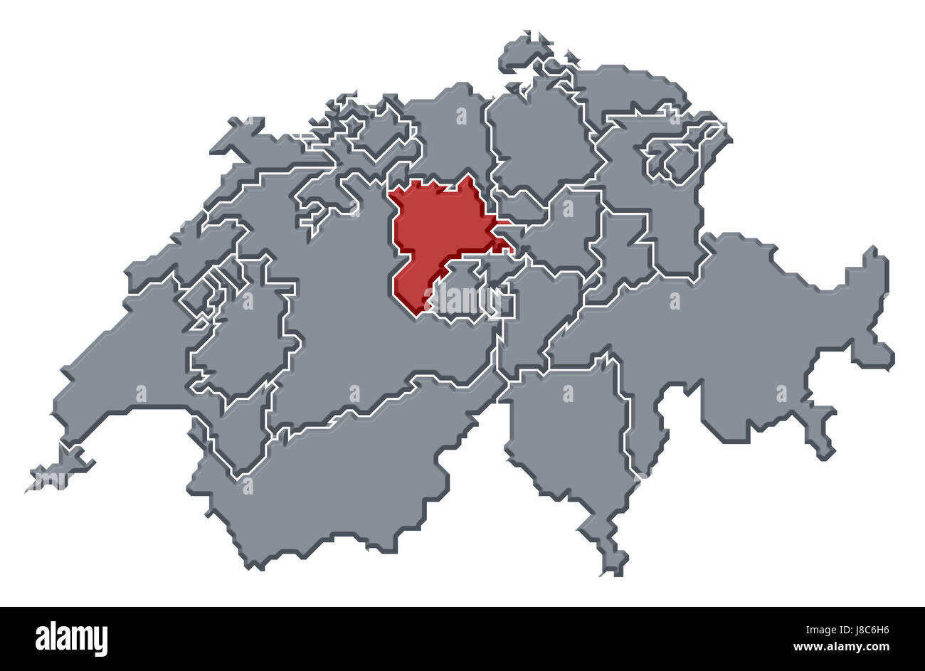 Swiss Map, Atlas, mappa del mondo, profilo simbolico, politico, colore, Foto Stock