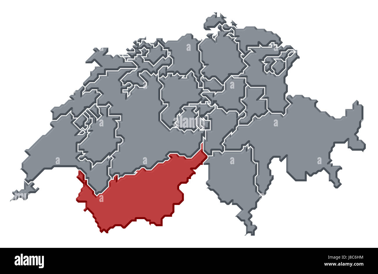 Swiss Map, Atlas, mappa del mondo, profilo simbolico, politico, colore, Foto Stock