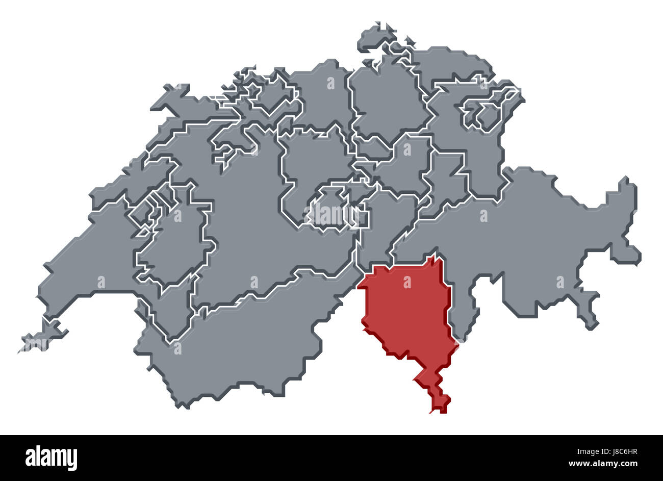 Swiss Map, Atlas, mappa del mondo, profilo simbolico, politico, colore, Foto Stock