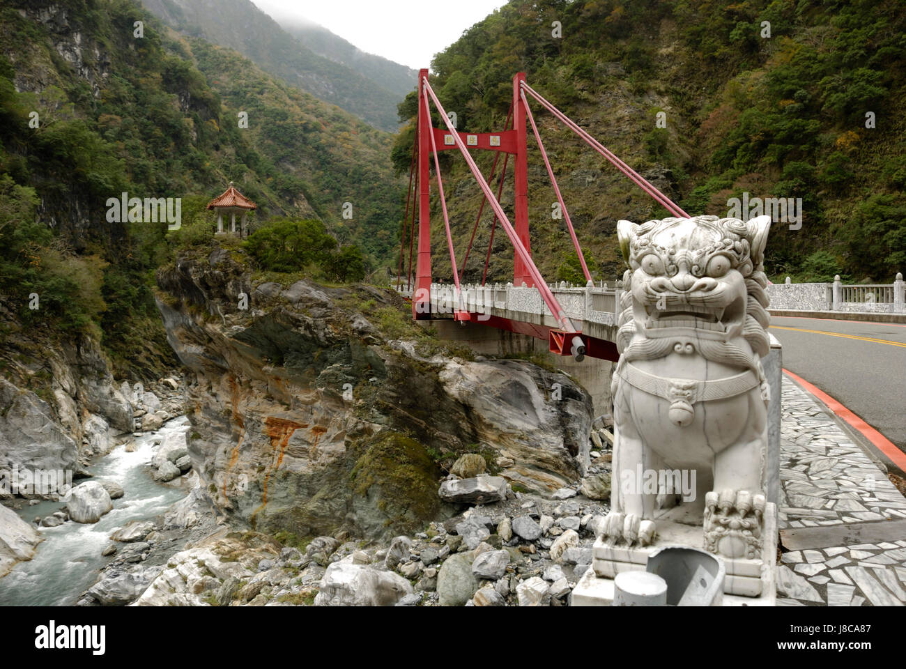 Ponte e ponte di sospensione, Taiwan, verde, Asia, bridge, lion, gatto, Gatto grande, Foto Stock