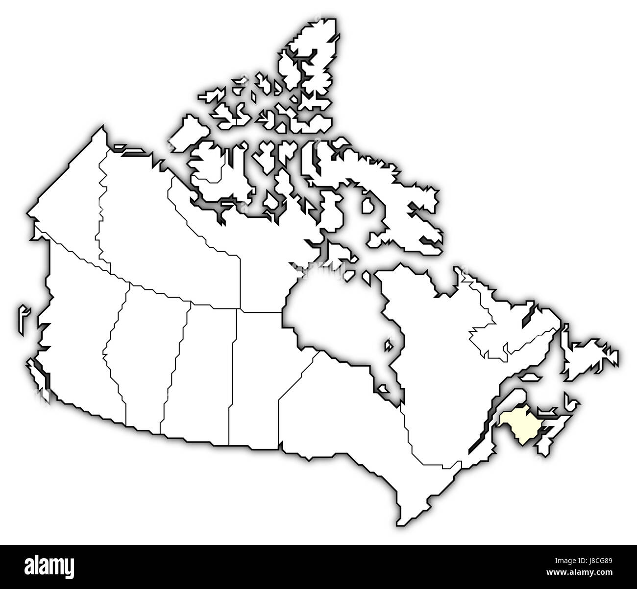 Canada, mappa, Atlas, mappa del mondo, profilo simbolico, politico, modello, Foto Stock