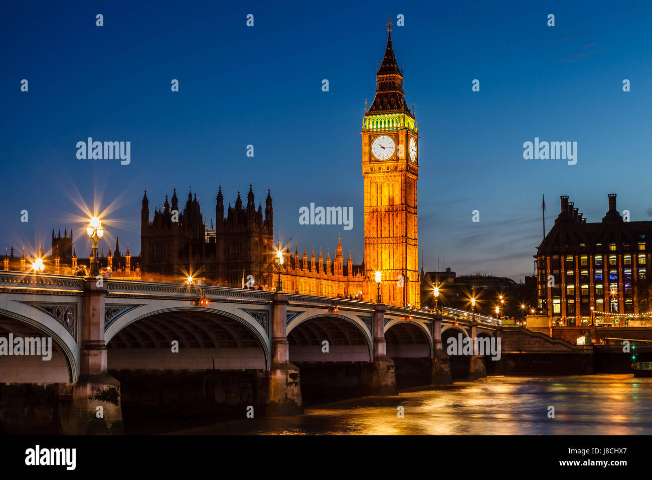 Il Big Ben e il Parlamento di notte, Londra, Regno Unito Foto Stock