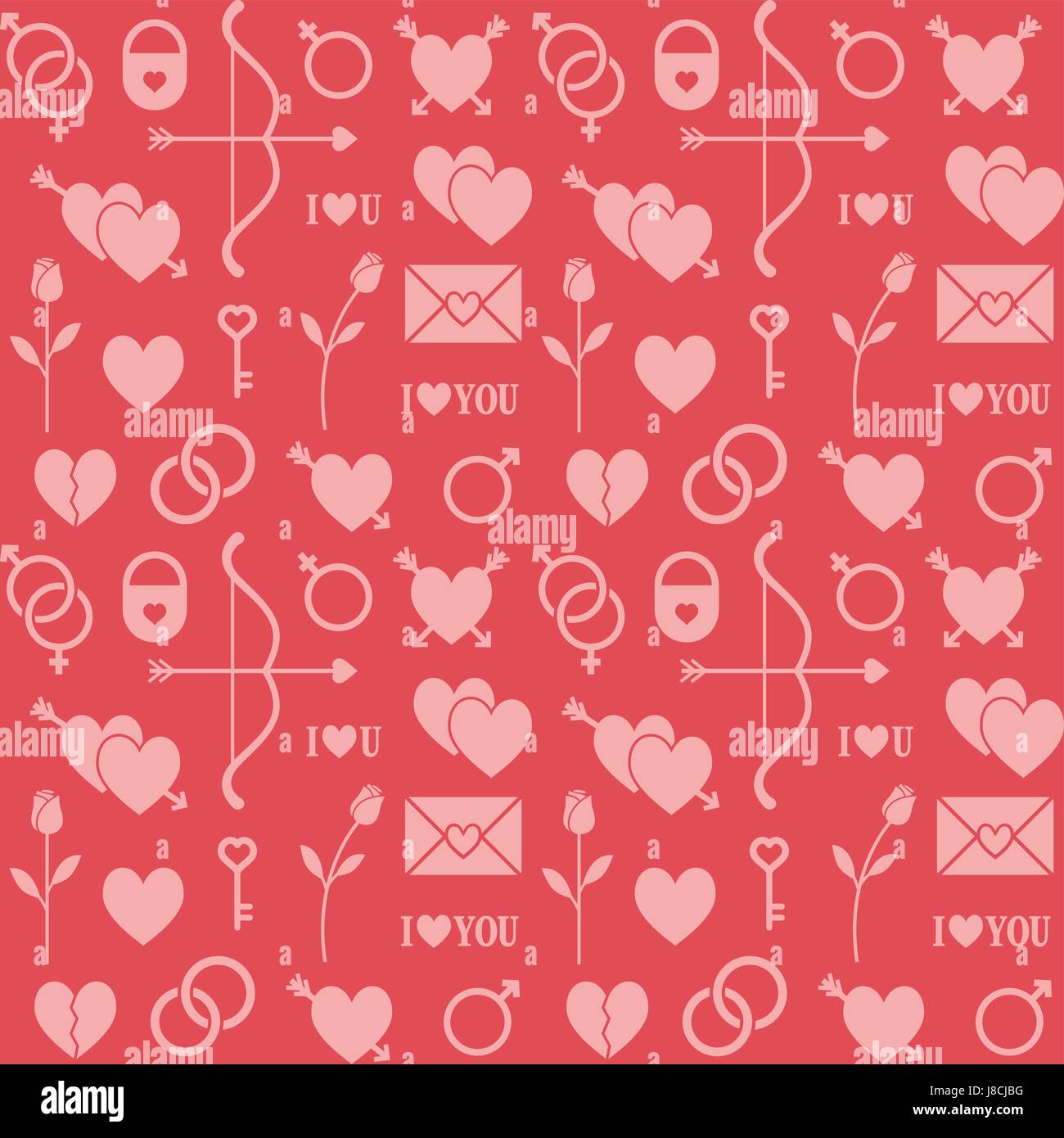 Vector pattern seamless sfondo con amore romantico icone 1 Illustrazione Vettoriale