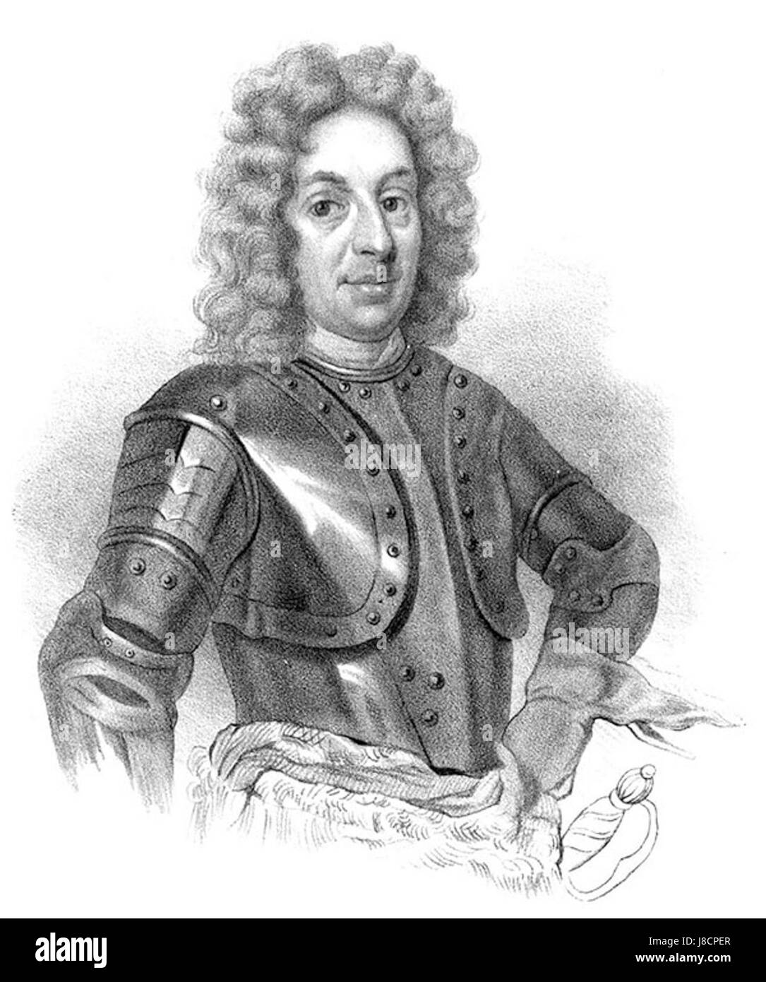 Adam Ludvig Lewenhaupt era un ufficiale militare svedese noto per il suo coinvolgimento nel XVIII secolo. I suoi contributi all'esercito svedese durante eventi storici chiave, come la grande Guerra del Nord, sono notevoli. Foto Stock