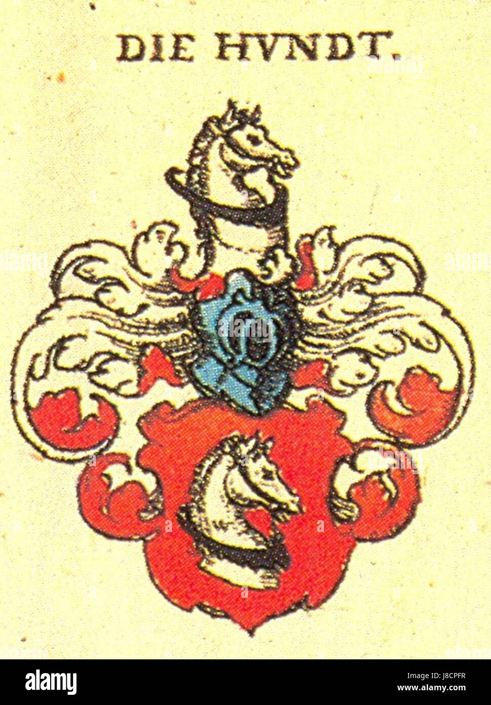 Questa immagine storica proviene dal lavoro di Siebmacher, che mostra i disegni araldici e gli stemmi creati da Hundt nel XIX secolo. Foto Stock