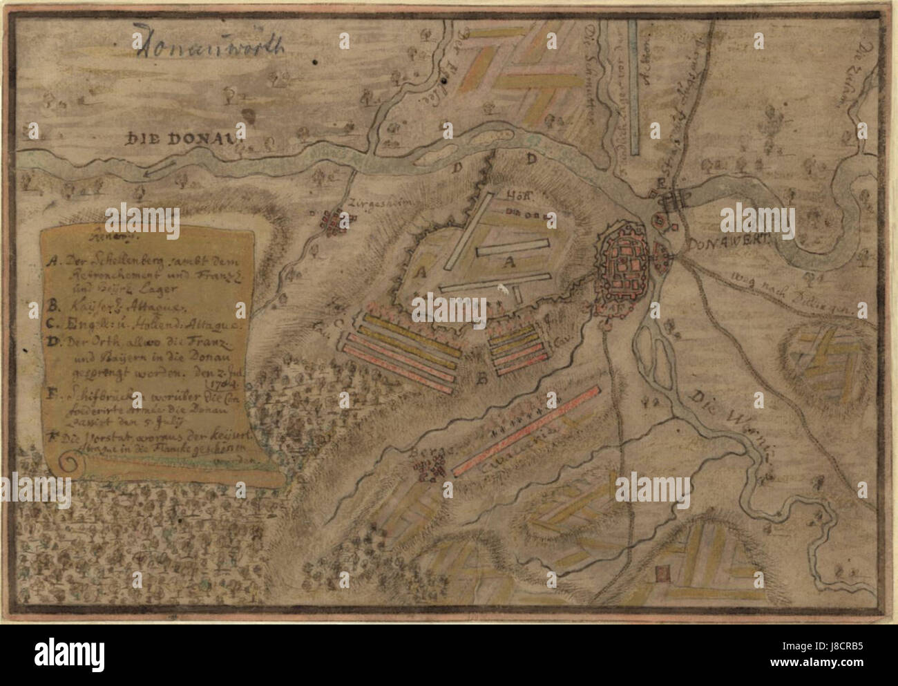 Donauworth battaglia mappa Foto Stock