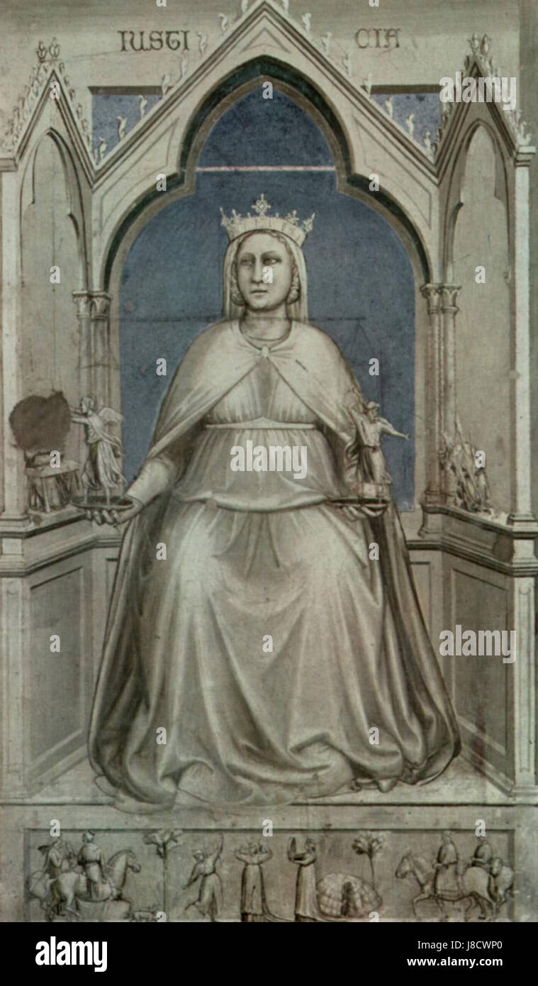 Giotto di Bondone è stato un importante pittore e architetto italiano durante il Rinascimento. Le sue opere influenzarono il corso dell'arte occidentale, passando dallo stile medievale al primo Rinascimento. Foto Stock