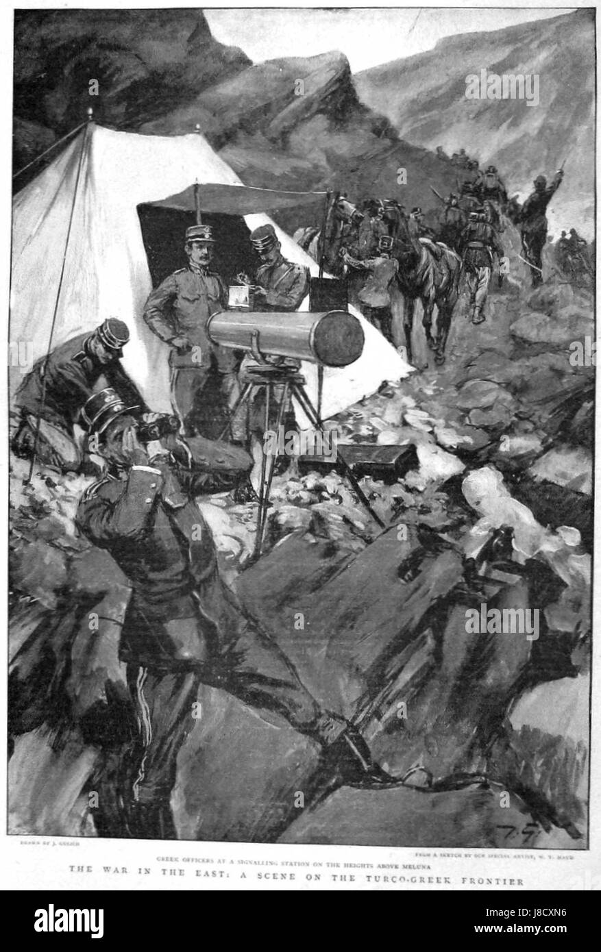 Osservazione greca post a Meluna, 1897 Foto Stock