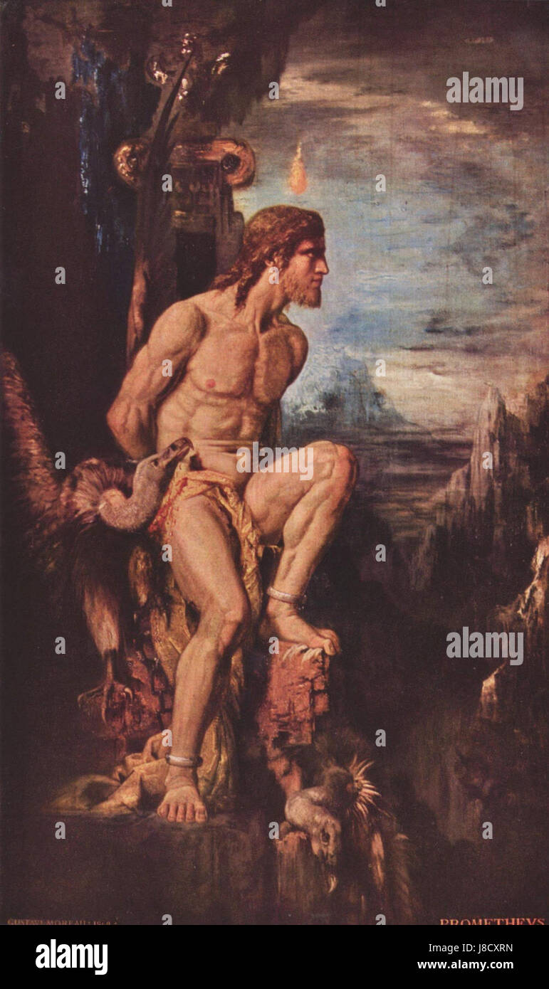 Questa opera d'arte di Gustave Moreau, un pittore simbolista francese, presenta temi della mitologia, immagini oniriche e simbolismo, riflettendo il suo stile artistico unico. Foto Stock