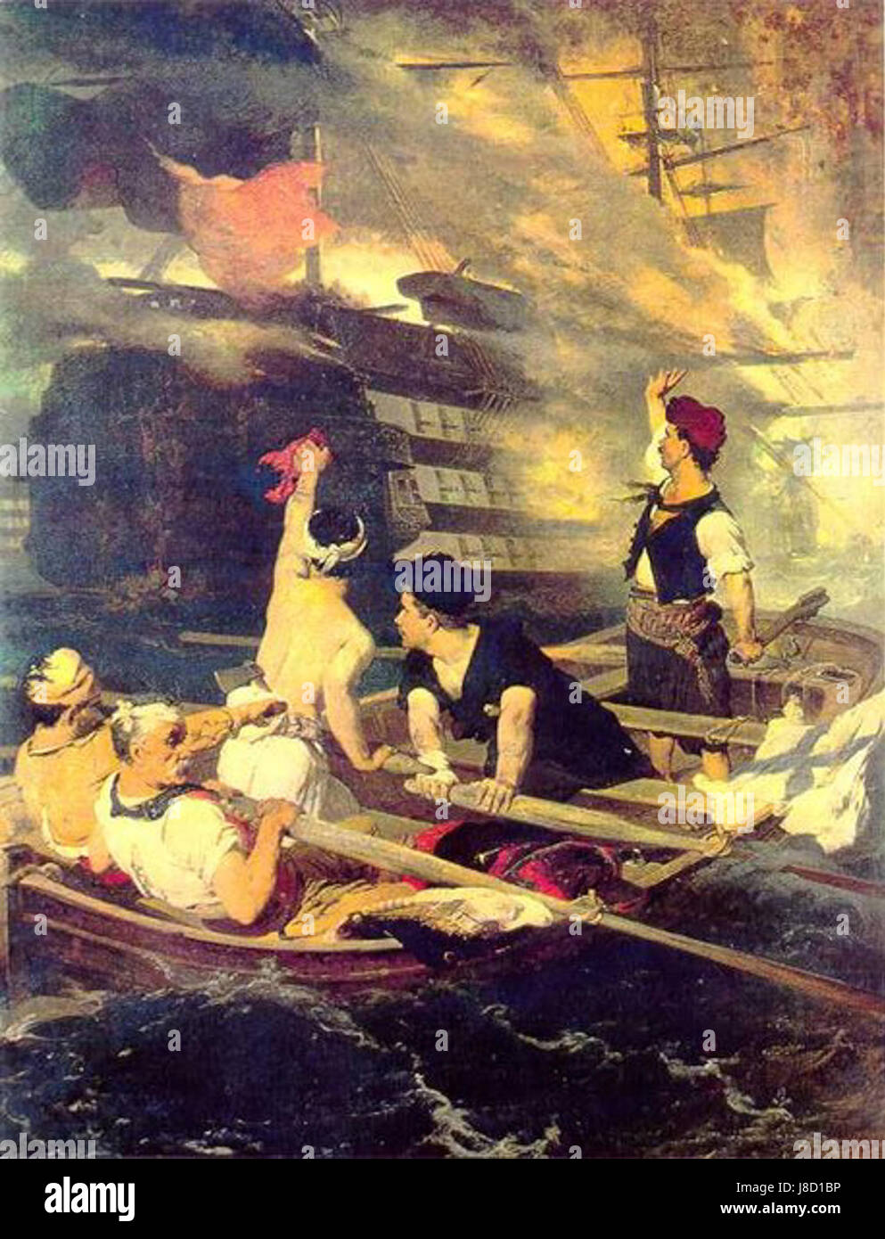 Konstantinos Kanaris era un importante ufficiale navale greco ed eroe nazionale, noto per il suo ruolo nella guerra d'indipendenza greca. Le sue vittorie navali strategiche contribuirono a garantire l'indipendenza della Grecia dall'Impero ottomano. Foto Stock