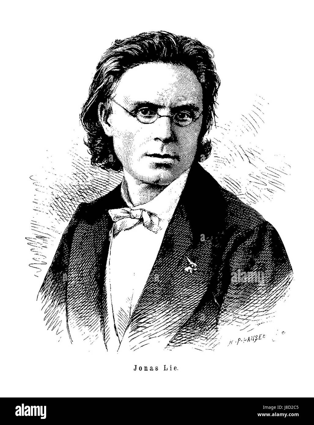 Jonas Lie (incisione di H P Hansen) Foto Stock
