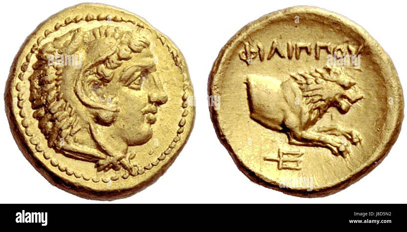 Oro greco metà starter di Filippo II di Macedonia (359 336 B.C.E.) Foto Stock