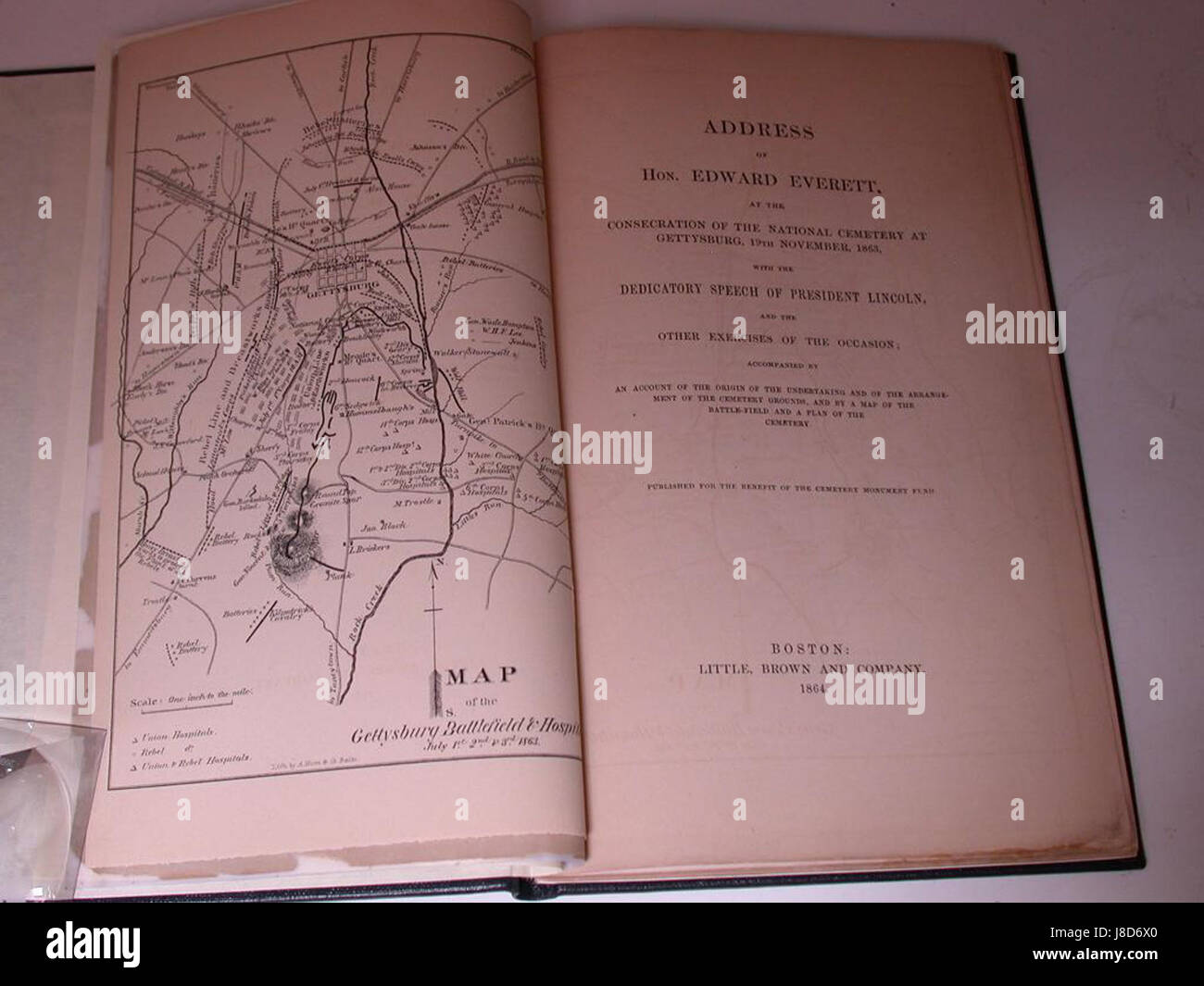 Everett 1864 TitlePage e mappa di battaglia Foto Stock