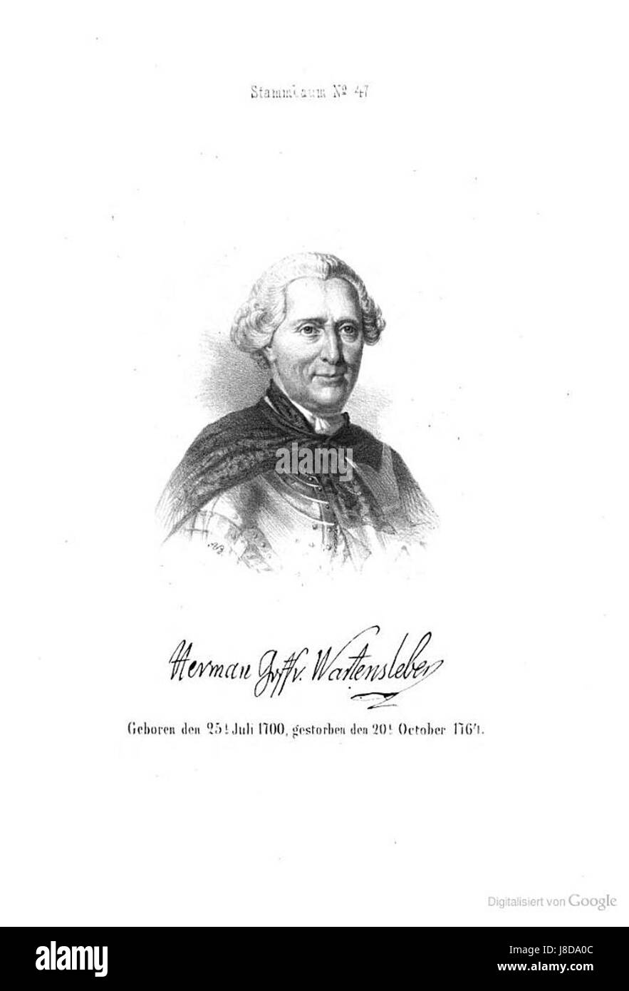 Hermann von Wartenberg fu una figura storica, probabilmente un nobile o un capo militare tedesco, noto per i suoi contributi in un particolare periodo, probabilmente nel XVIII o XIX secolo. Foto Stock