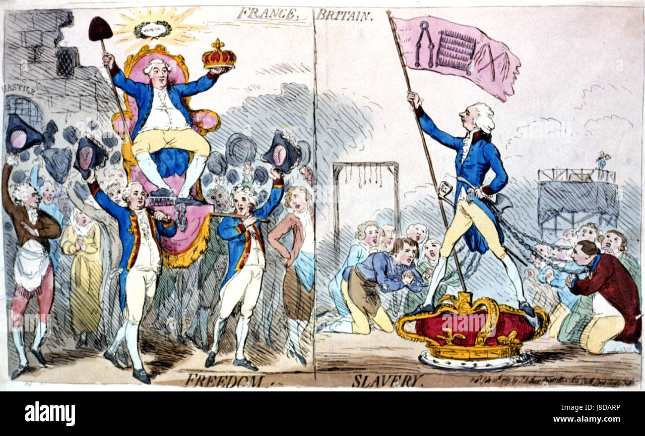 Francia Gran Bretagna libertà schiavitù Gillray Foto Stock