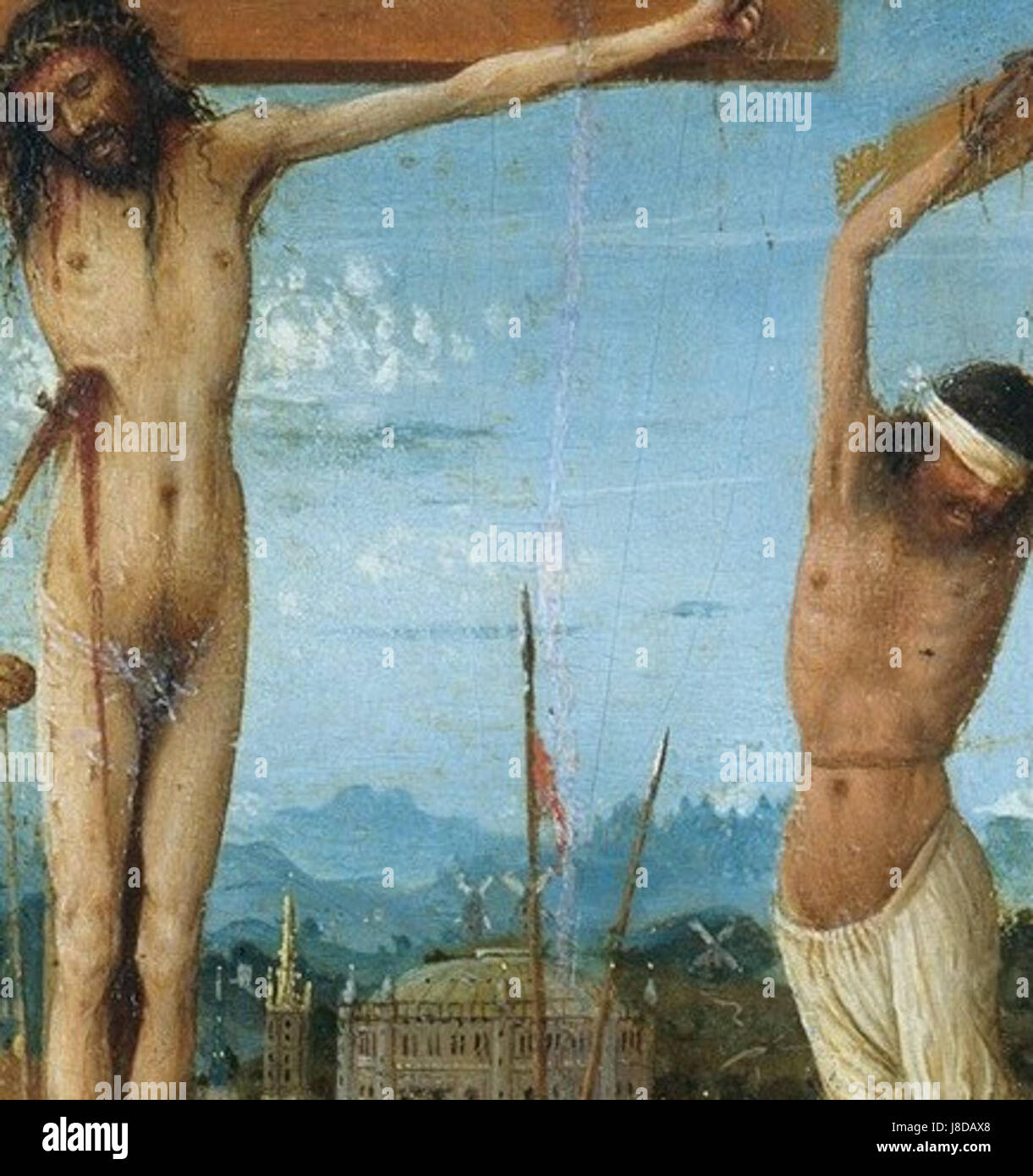 Jan van Eyck dittico dettaglio Cristo morente Foto Stock Jan van Eyck dittico dettaglio Cristo morente Foto Stock