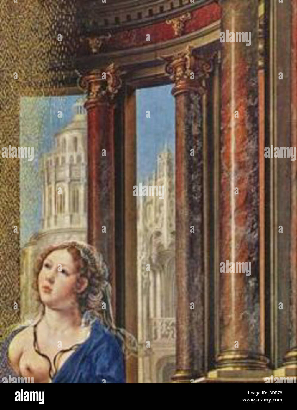 "Danae" di Jan Gossaert è un dipinto del Rinascimento settentrionale, che raffigura il mito greco di Danae, evidenziando la maestria di Gossaertâ nel rendere texture e luce. Foto Stock