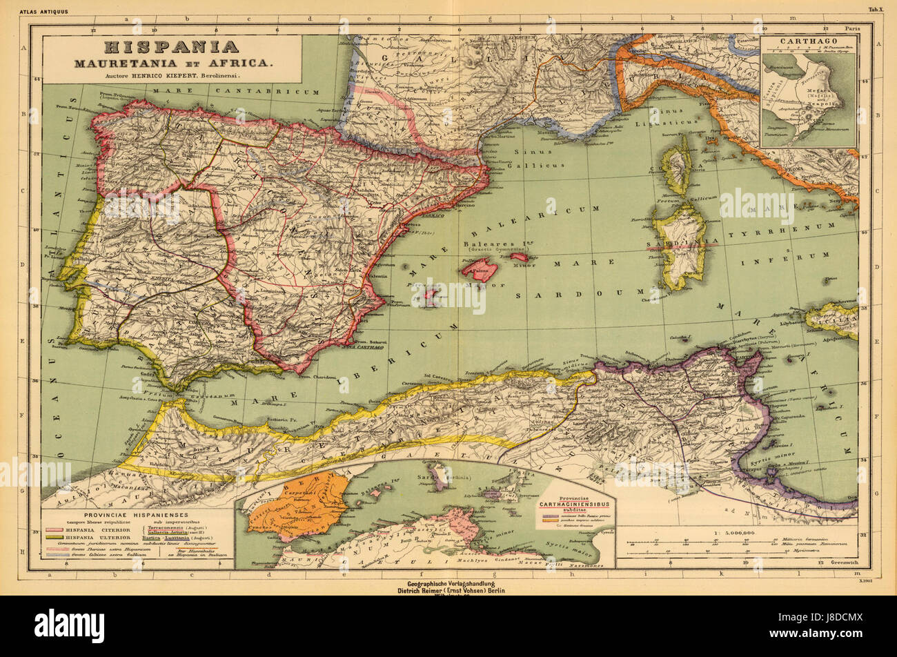 Heinrich Kiepert. Hispania, Mauritania et Africa Foto Stock