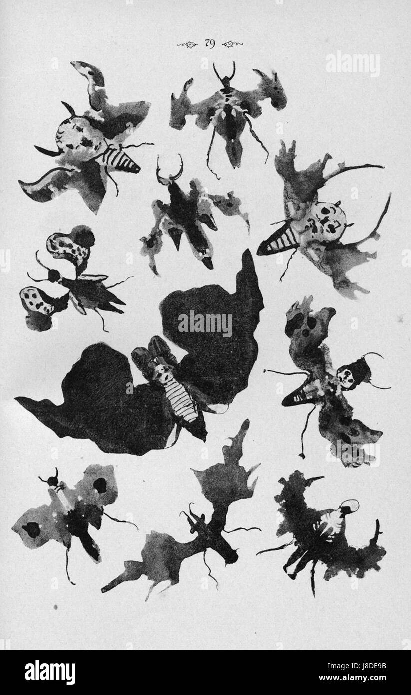 "Kleksographie" di Justinus Kerner è un'opera d'arte che approfondisce l'interpretazione artistica di forme e forme astratte. Conosciuto per la sua esplorazione della psicologia dietro l'arte del inkblot, l'approccio di Kerner all'arte riflette il suo interesse per il processo creativo della mente. Foto Stock