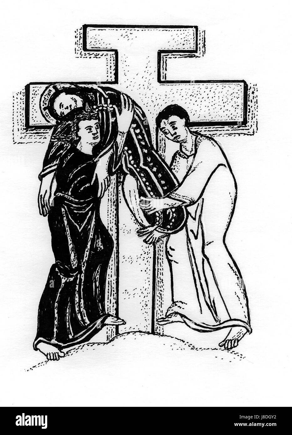 Kreuzabnahme Egbert im Codex Foto Stock
