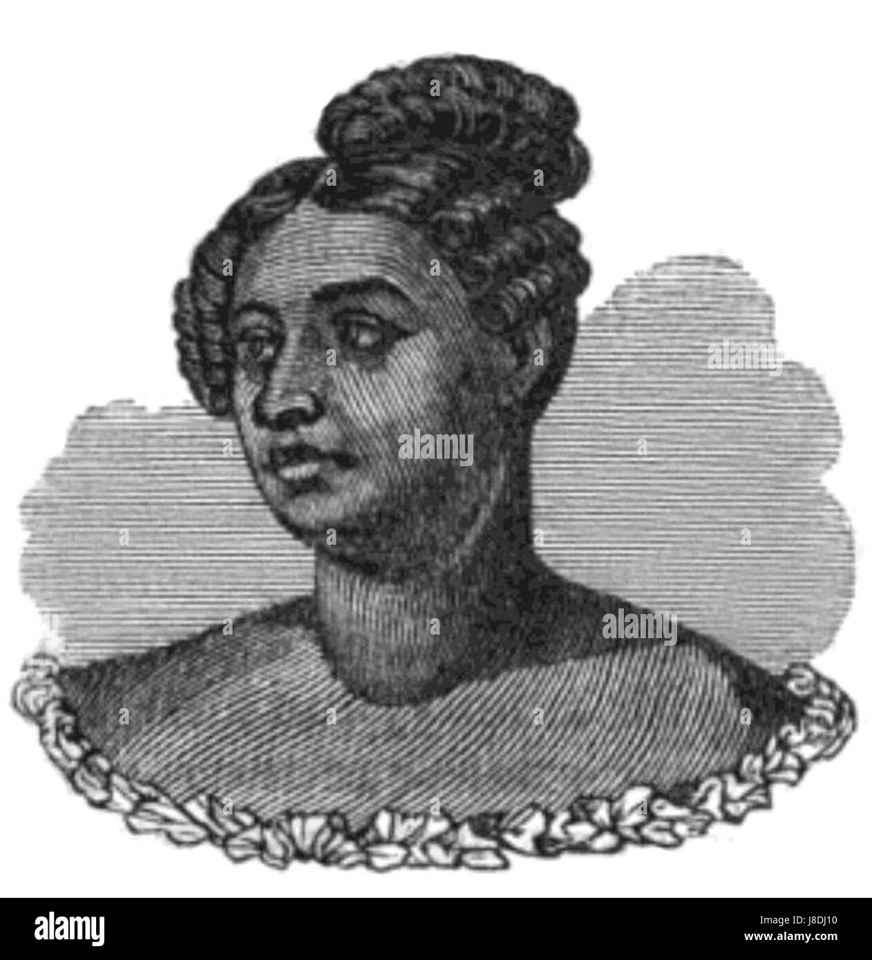 Questo si riferisce a un disegno o illustrazione di Kamamalu, probabilmente una figura storica o una persona significativa, potenzialmente dalla storia hawaiana o polinesiana. Potrebbe rappresentare un ritratto o un pezzo culturale. Foto Stock