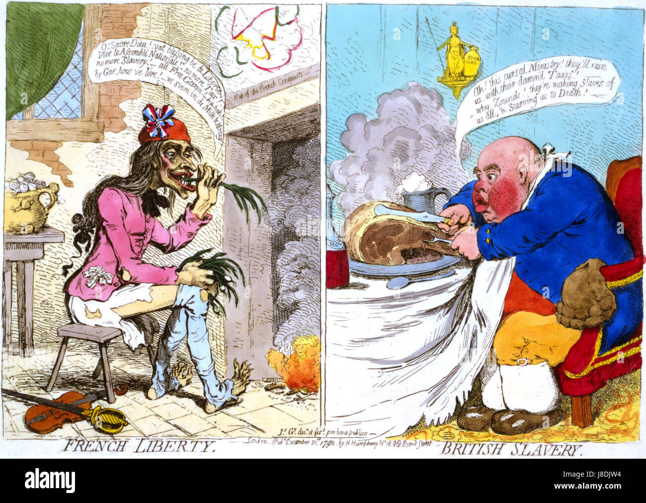 Francese Inglese Liberty schiavitù Gillray Foto Stock