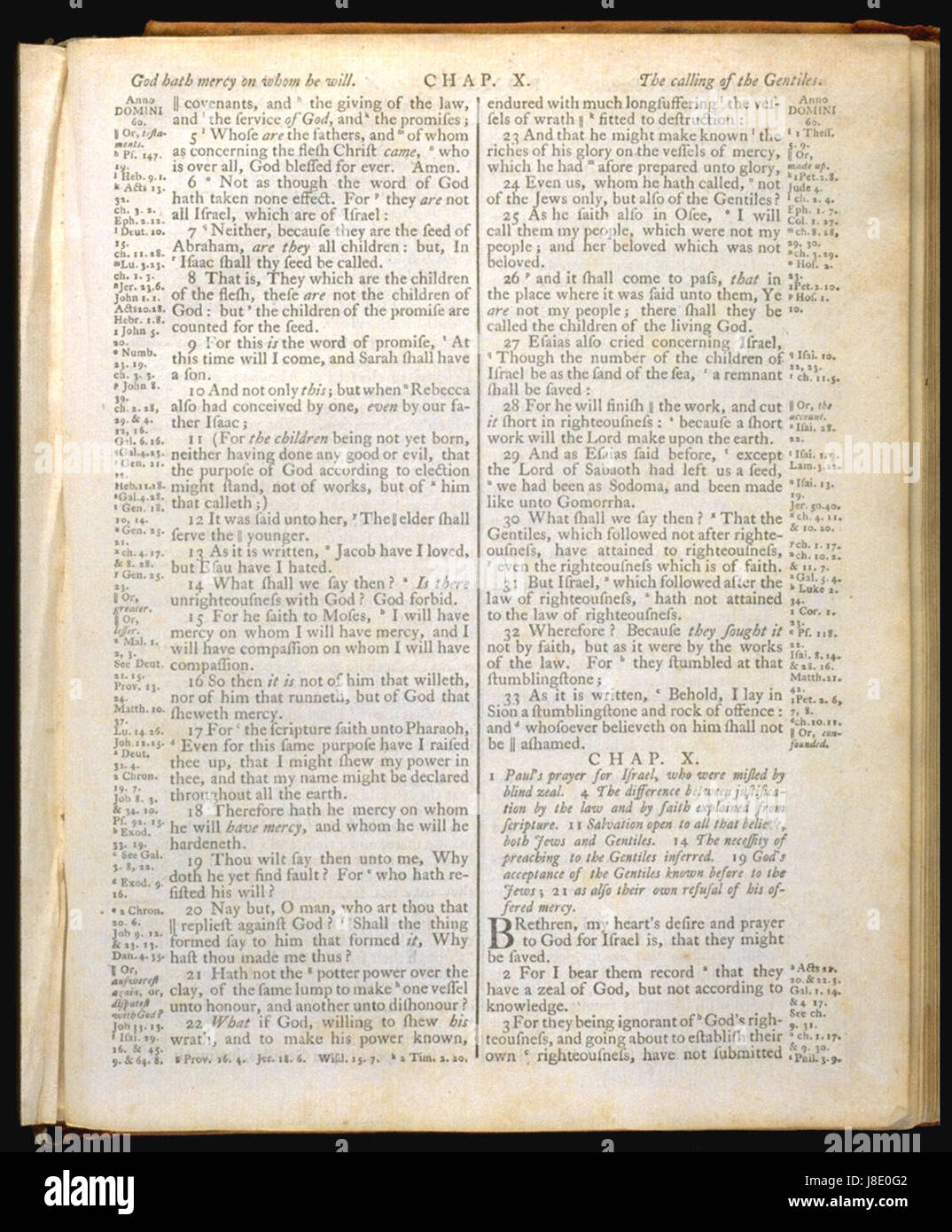 King James Bible 1772 Romani 10 (1) Foto Stock